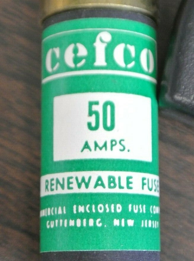 BOX of 10 CEFCO REN50 RENEWABLE FUSE / 50A / 250V / NEW SURPLUS  CAPACITY 35-60A