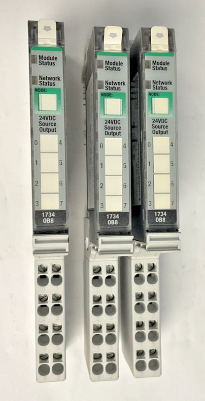 ALLEN BRADLEY 1734-OB8 PLC MODULE SER.C W/1734-TOP BASE SER.A ***LOTOF3***