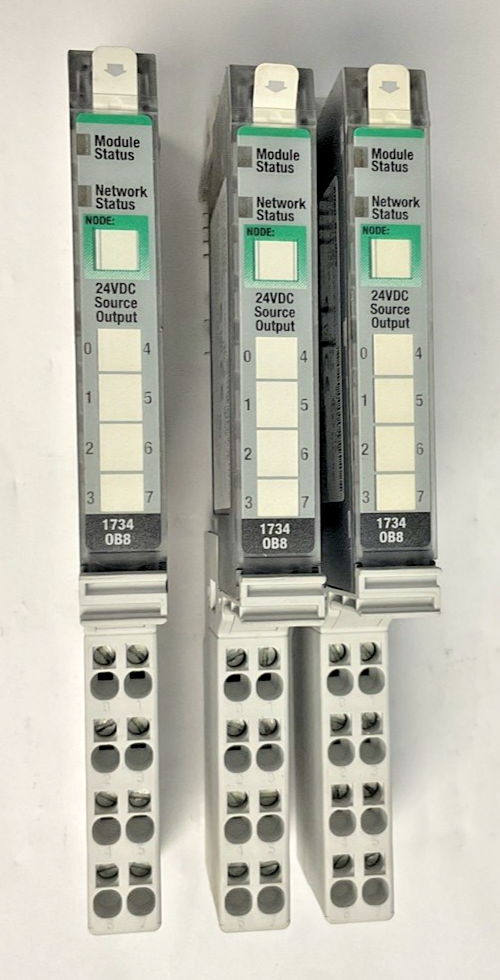 ALLEN BRADLEY 1734-OB8 PLC MODULE SER.C W/1734-TOP BASE SER.A ***LOTOF3***