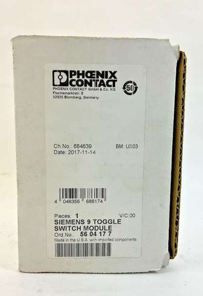 PHOENIX CONTACT 5604177 SIEMENS 9 TOGGLE SWITCH MODULE