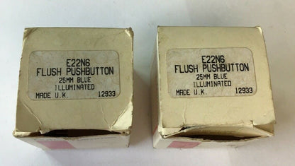 CUTLER HAMMER E22N6 FLUSH PUSH BUTTON 25MM ILLUM. BLUE  ***LOTOF2***