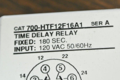 ALLEN-BRADLEY 700-HTF12F16A1 ON-DELAY 180-SEC. FIX TIMING RELAY 120V NEW SURPLUS