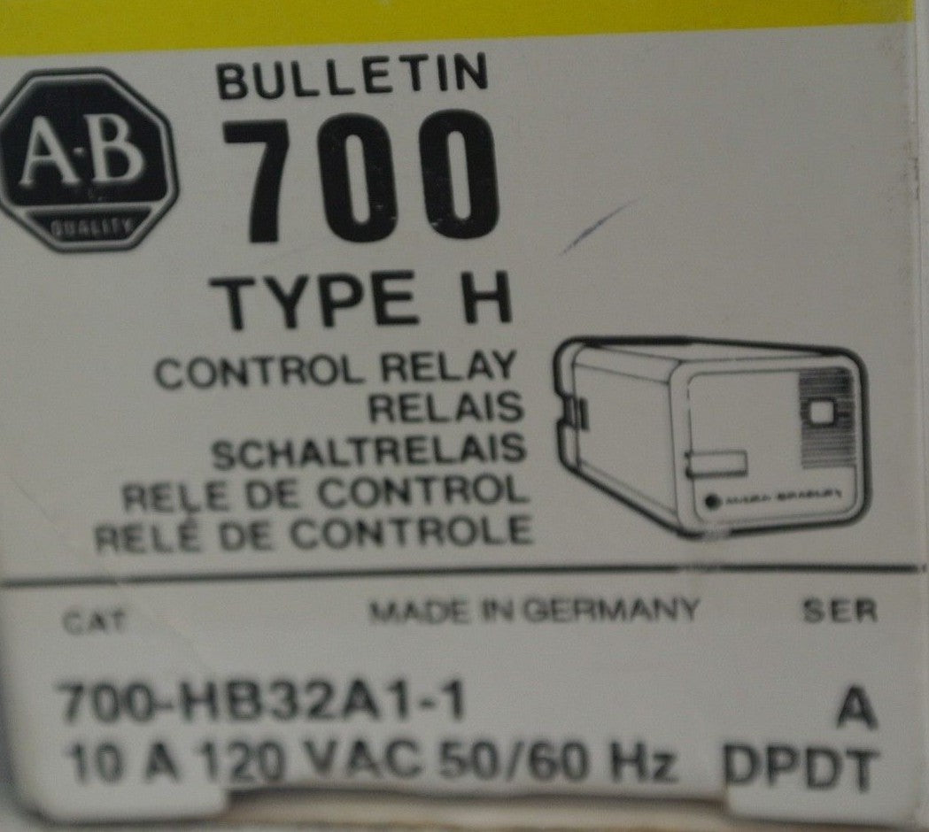ALLEN-BRADLEY 700-HB32A1-1 Ser. A / TYPE H CONTROL RELAY / 10A / NEW SURPLUS