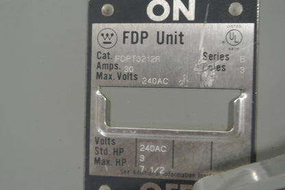 WESTINGHOUSE FDPT3212R - TWIN FUSIBLE PANELBOARD SWITCH - 240V, 60A, 3-POLE