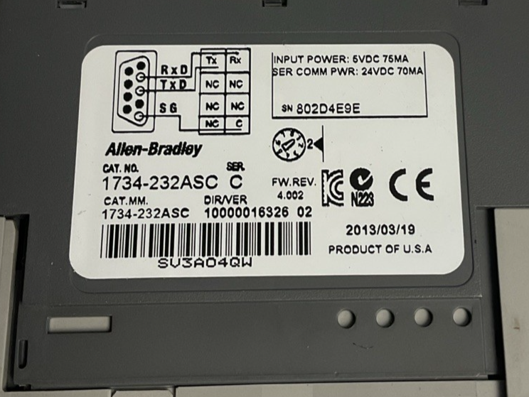 ALLEN BRADLEY 1492-232ASC SER.C INTERFACE MODULE 1734-RTB SER.A 1734-MB SER.A