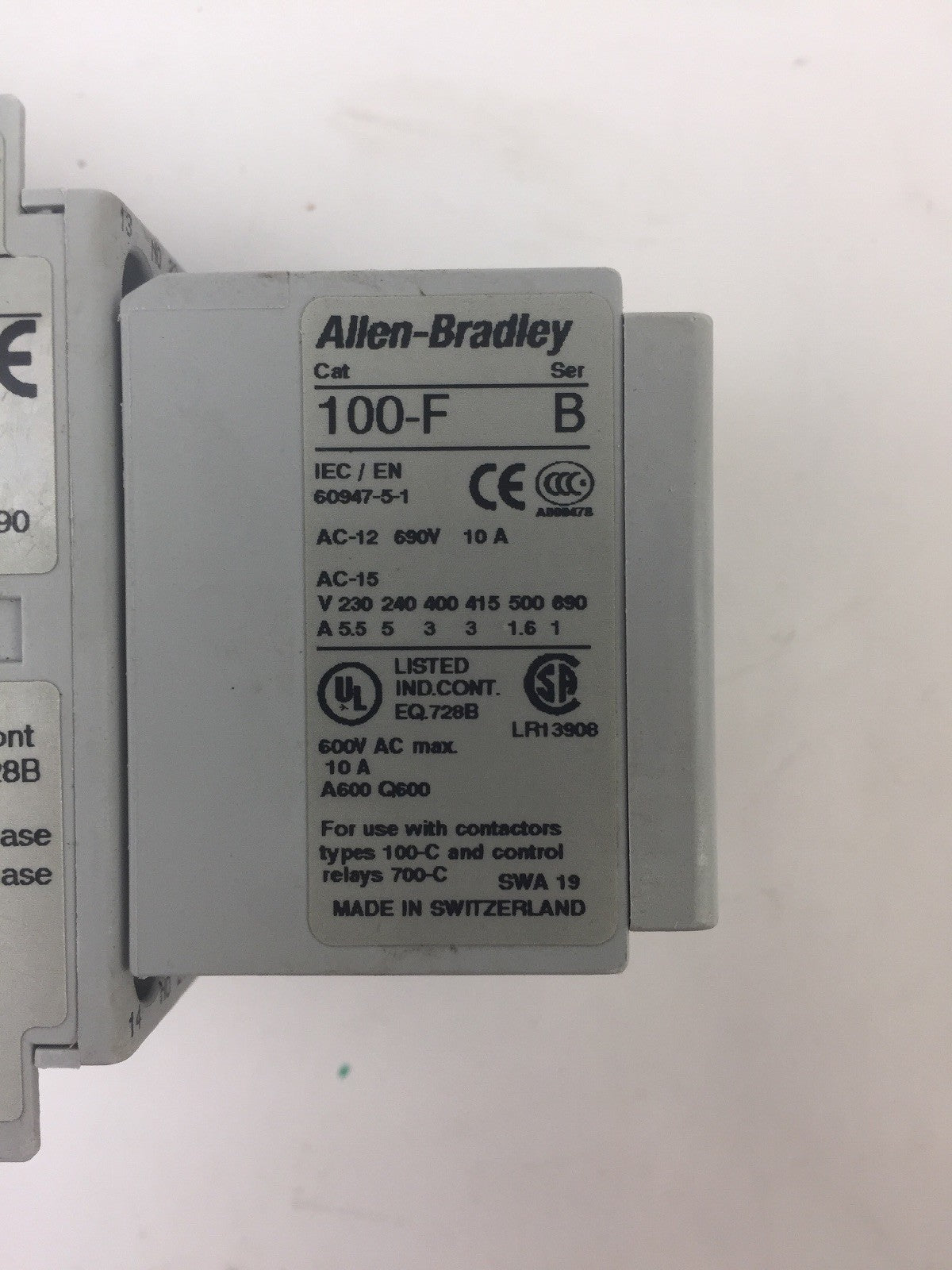 ALLEN BRADLEY 700-CF400D* CONTACTOR  600VAC 25A COIL 24VDC 100-F 100-FSD250