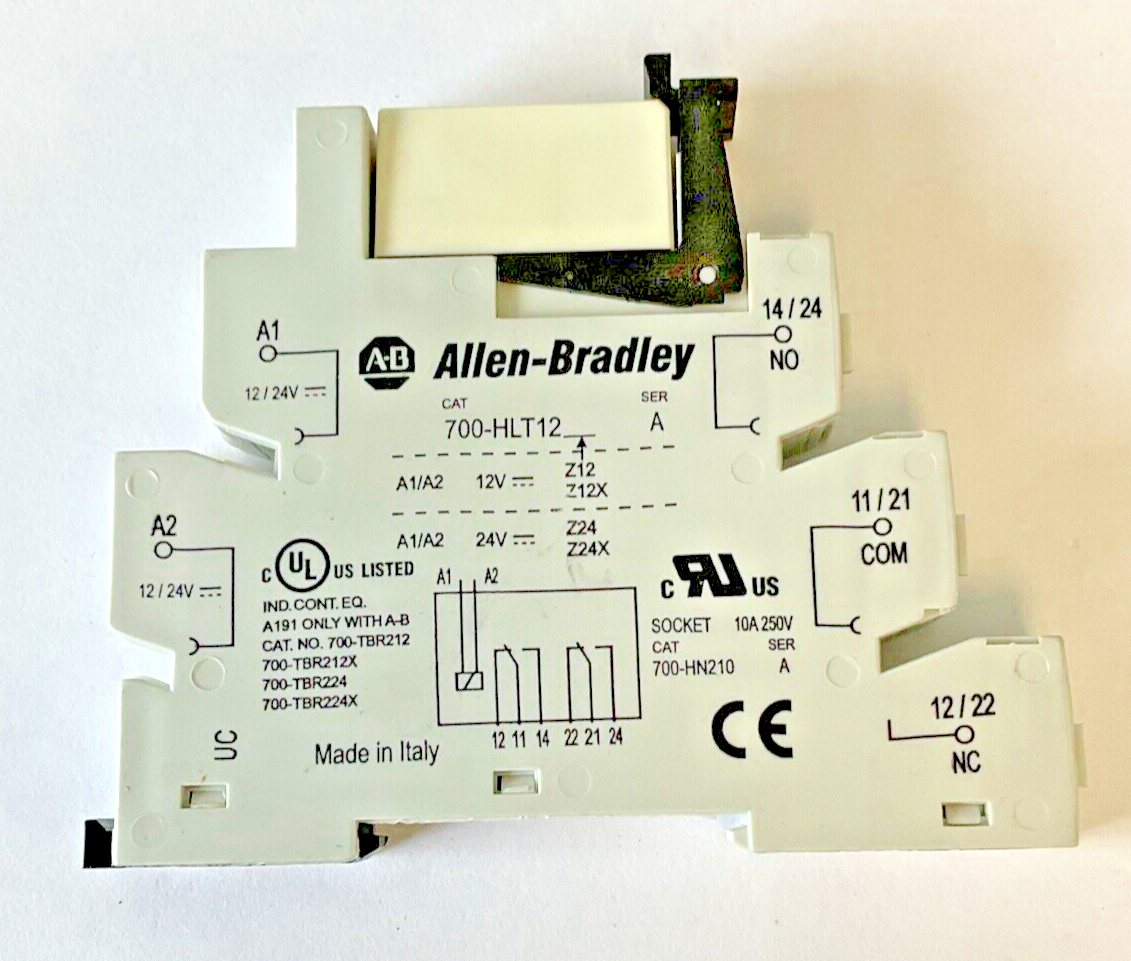 ALLEN BRADLEY 700-HLT12 TERMINAL BLOCK RELAY 24VDC W/700-TBR224 ***LOTOF3***