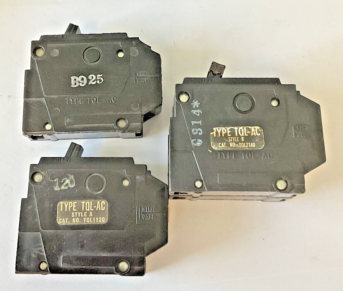 GENERAL ELECTRIC TQL CIRCUIT BREAKERS TQL1120,TQL1150,TQL2140 120/240VAC LOTOF3