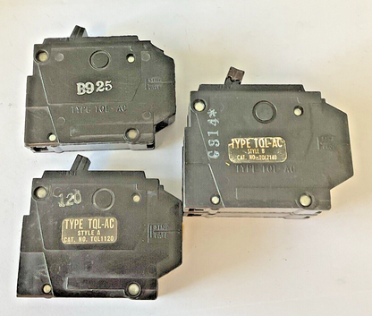 GENERAL ELECTRIC TQL CIRCUIT BREAKERS TQL1120,TQL1150,TQL2140 120/240VAC LOTOF3