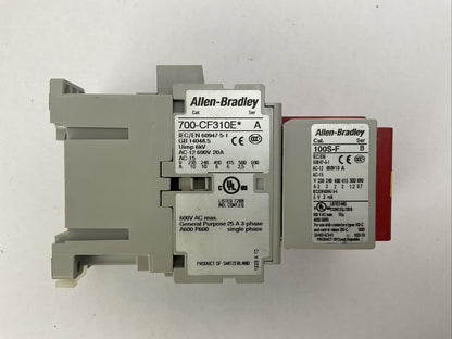 ALLEN BRADLEY 700S-CF620EJBC CONTACTOR 600VAC COIL 24VDC (700-CF310E* + 100S-F)