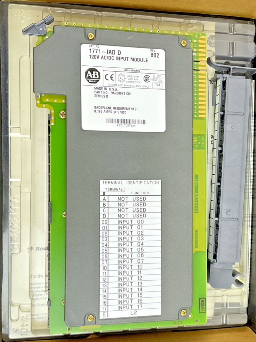 ALLEN BRADLEY 1771-IAD PLC INPUT MODULE SER.D REV.B02 120VAC/DC
