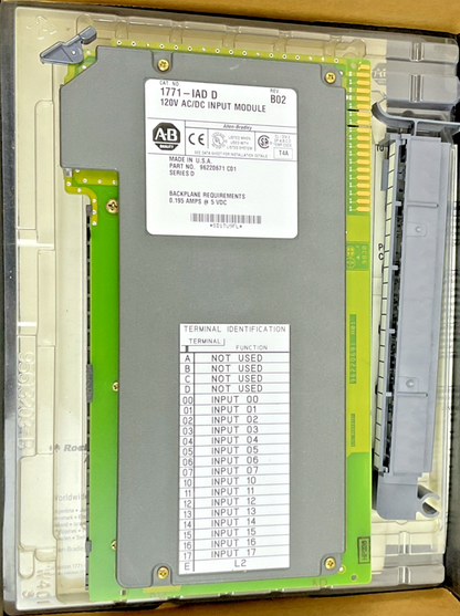 ALLEN BRADLEY 1771-IAD PLC INPUT MODULE SER.D REV.B02 120VAC/DC