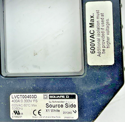 SQUARE D LVCT00403D CURRENT TRANSFORMER 400A 0.333V FS 600VAC 50/60HZ