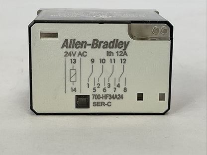 ALLEN BRADLEY 700-HF34A24 SER C RELAY 12A 4 C/O (4PDT) 24VDC 50/60HZ