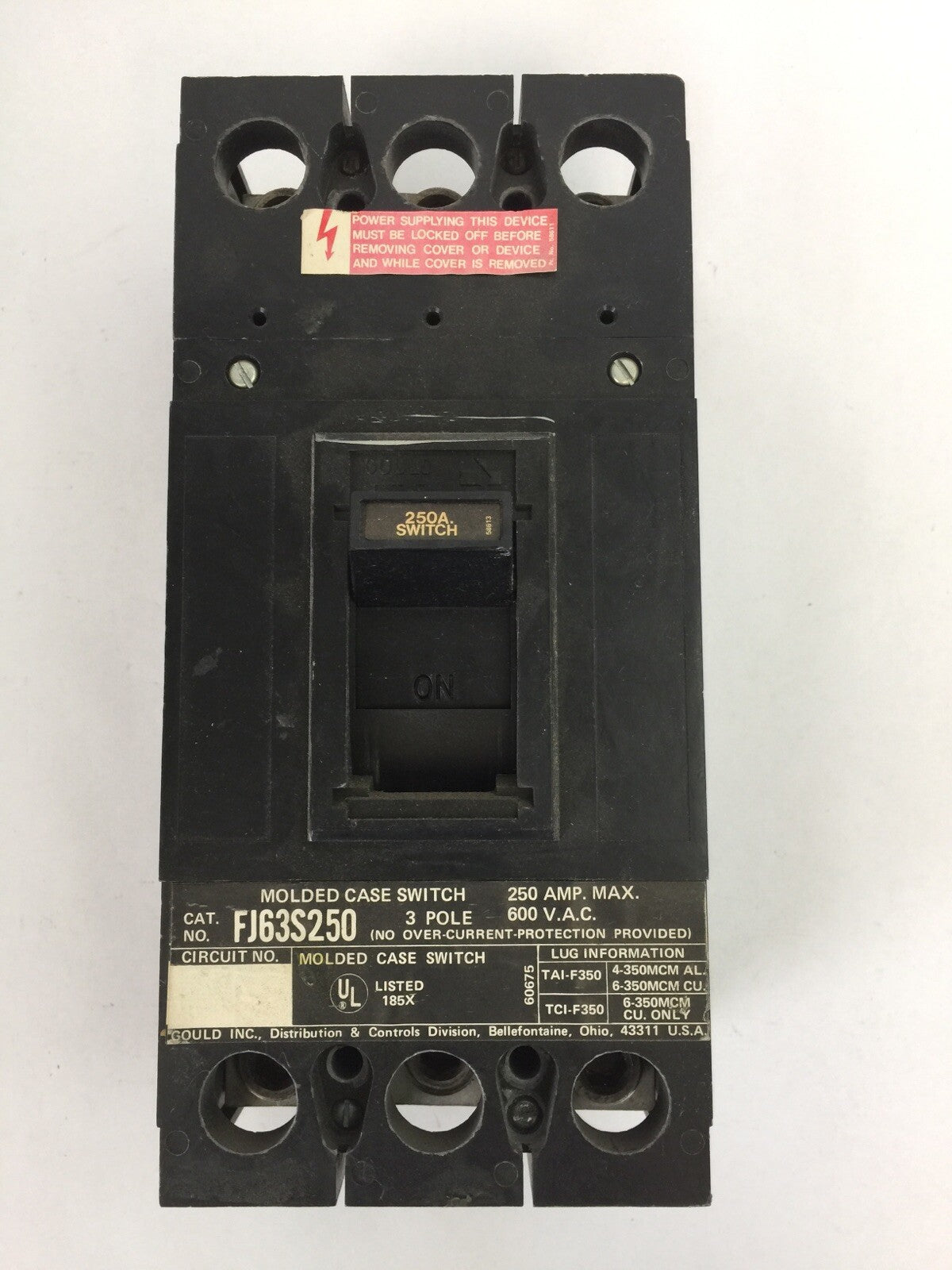 ITE SIEMENS FJ63S250 CIRCUIT BREAKER 600VAC 250AMP 3POLE