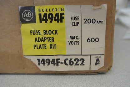 ALLEN-BRADLEY 1494F-C622 FUSE BLOCK ADAPTER PLATE KIT / 600V, 200A / NEW SURPLUS