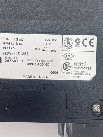 ALLEN BRADLEY 1756-IA16 SER A CATALOG REV H01 F/W REV 3.2 AC INPUT 16PT 120VAC
