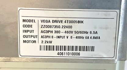 KIMATEK 4T0005BIK VEGA DRIVE 380-460V 50/60HZ 6.5A 2.2KW
