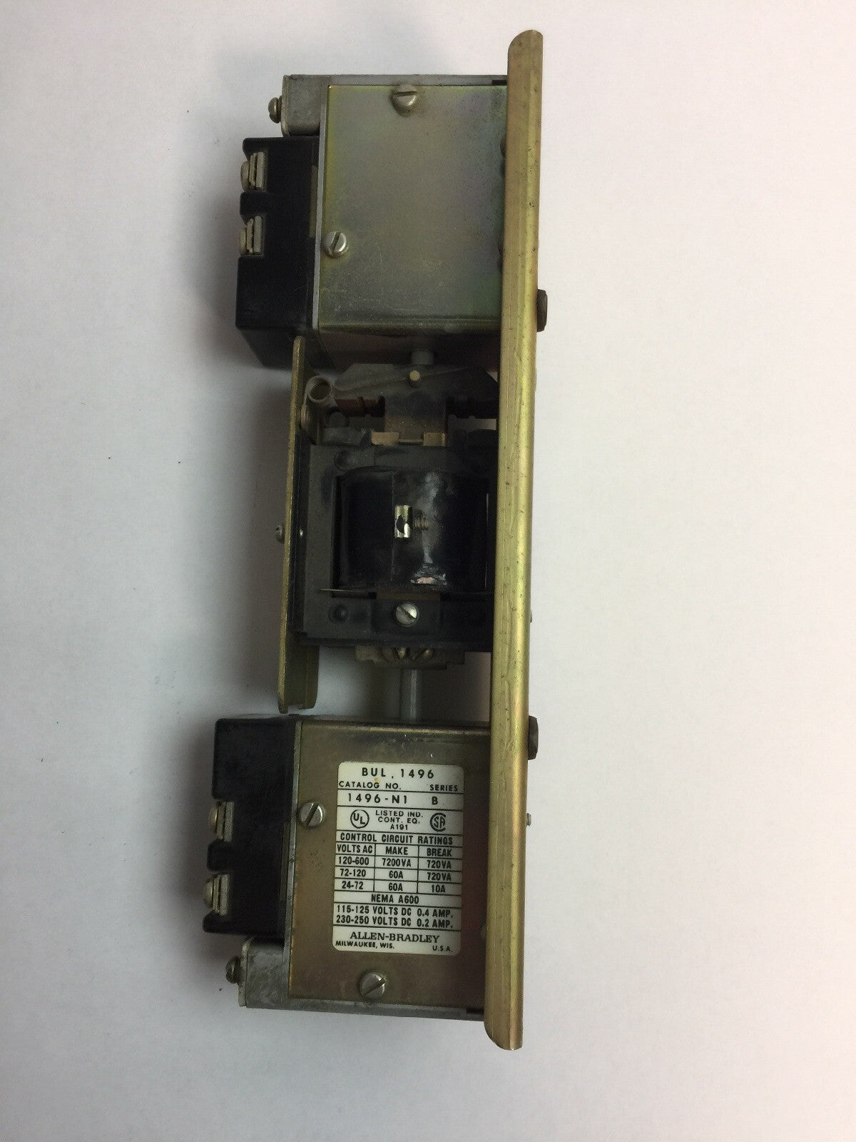 ALLEN BRADLEY 849 AB PNEUMATIC TIMING RELAY 1496-N1 SER B 600VAC 230-250VDC 0.2A