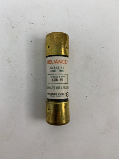 Reliance One TIme KON15 15A 250V  Fuse "Lot of 10"