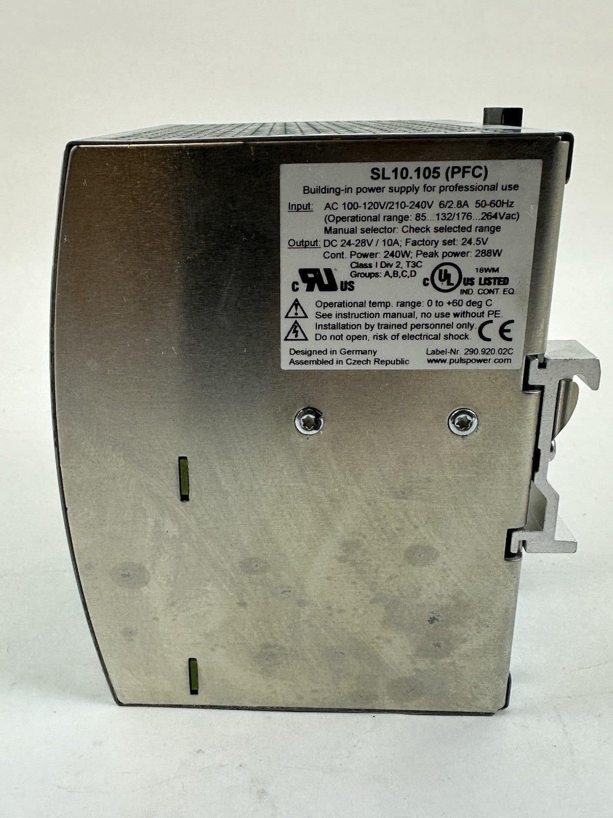 PULS SL10.105 POWER SUPPLY OUTPUT 24-28VDC 10A INPUT 100-120/200-240VAC 6/2.8A