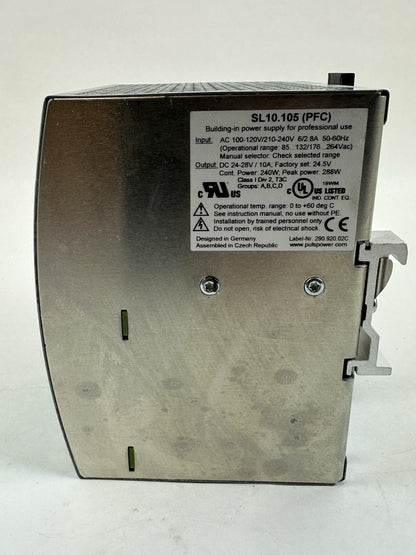 PULS SL10.105 POWER SUPPLY OUTPUT 24-28VDC 10A INPUT 100-120/200-240VAC 6/2.8A