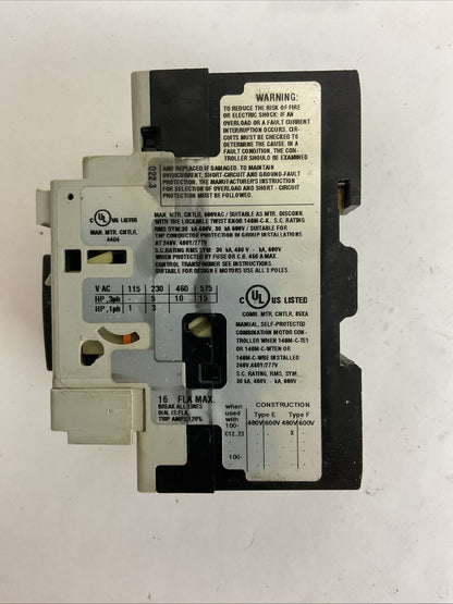 ALLEN BRADLEY 140M-C2E-C16 SER C MOTOR CIRCUIT BREAKER 10-16A 140M-C-AFA11