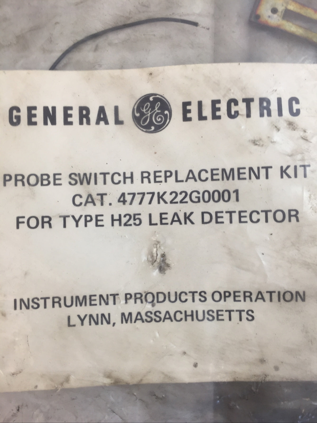 GE 4777K22G0001 PROBE SWITCH REPLACEMENT KIT FOR TYPE H25 LEAK DETECTOR
