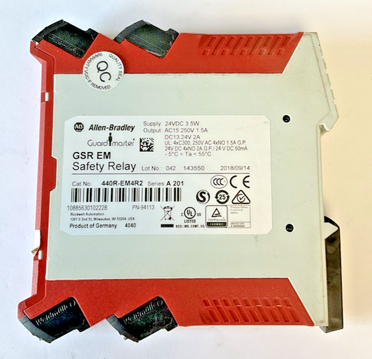 ALLEN BRADLEY 440R-EM4R2 SAFETY RELAY SER.A 201 24VDC GSR EM