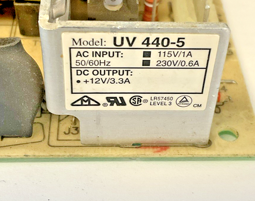 TRI-MAG UV 440-5 POWER SUPPLY 230VAC 0.6A 12VDC 3.3A 50/60HZ