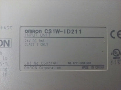 OMRON, CS1W-ID211, CS1WID211, INPUT UNIT MODULE, 24V-DC, 7mA, CLASS 2 ONLY