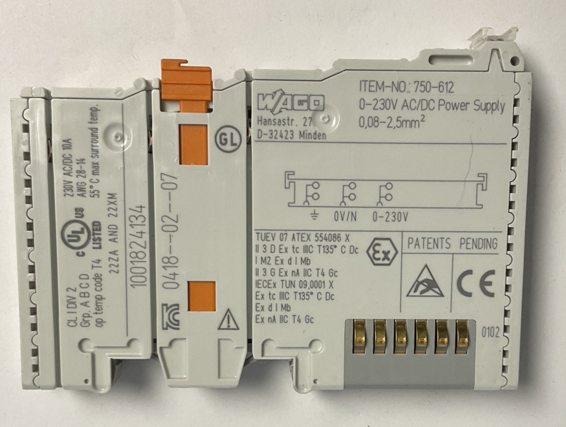 WAGO 750-612 POWER SUPPLY MODULE 230VAC/VDC ***LOT OF 3***