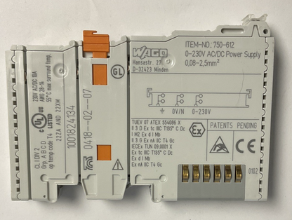 WAGO 750-612 POWER SUPPLY MODULE 230VAC/VDC ***LOT OF 3***