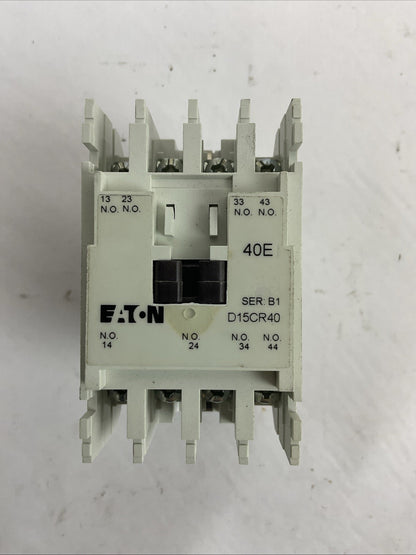 EATON D15CR40AB SER B1 FREEDOM SERIES MULTIPOLE RELAY 600V 4POLE COIL 110/120V