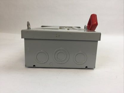 GE TH3221RH FUSIBLE SAFETY SWITCH MOD 7 30A 240VAC 250VDC 2P 7.5HP RAINPROOF 3R