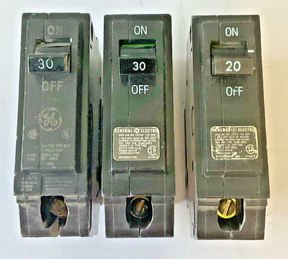 GENERAL ELECTRIC THQL1130 (2X), THQL1120 CIRCUIT BREAKER 120/240VAC**LOTOF3**