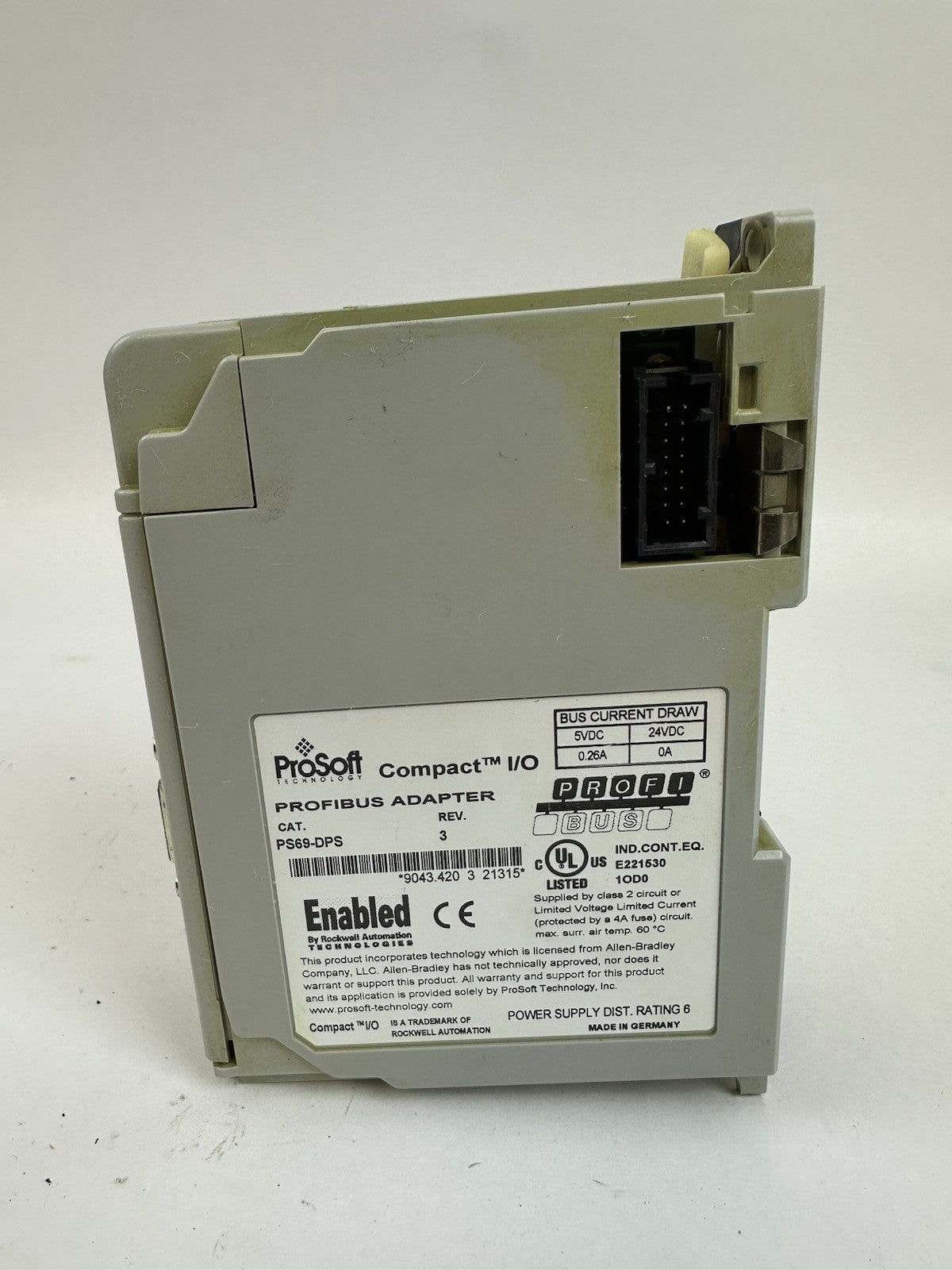 ProSoft PS69-DPS Profibus Adapter 5VDC 24VDC 0.26A