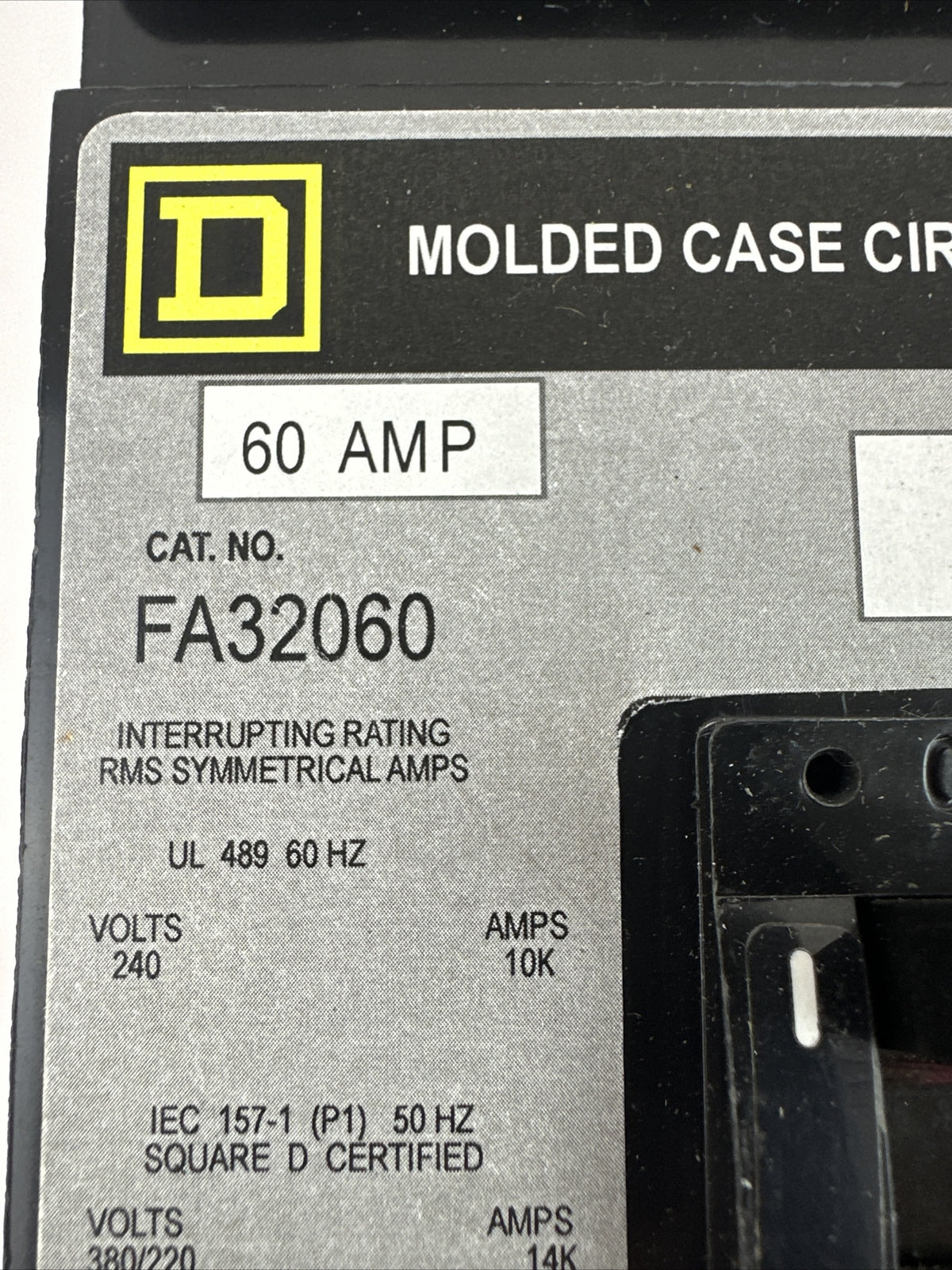 SQUARE D FA32060 MOLDED CASE CIRCUIT BREAKER 240V 60AMP 3POLE