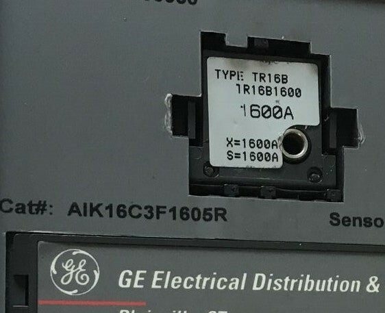 GENERAL ELECTRIC AIK16C3F1605R TRIP UNIT W/TR16B1600 1600A MICROVERSATRIP
