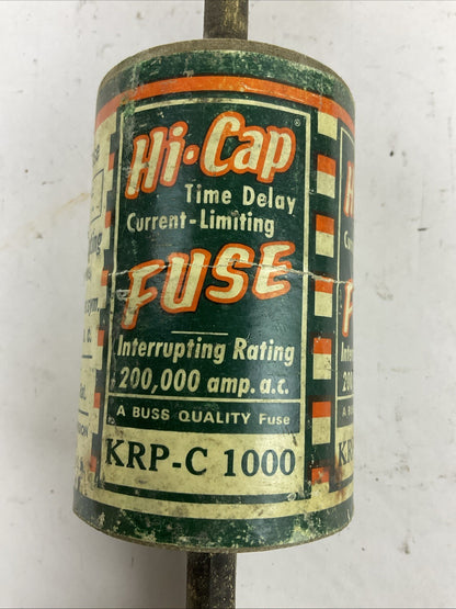 BUSSMANN KRP-C 1000 HI-CAP TIME DELAY CURRENT LIMITING FUSE 1000AMP 600VAC