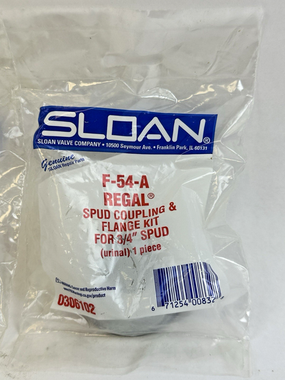 SLOAN F-54-A REGAL SPUD COUPLING FLANGE KIT FOR 3/4” SPUD URINAL LOT OF 2