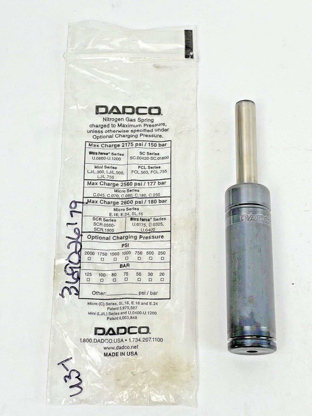 DADCO - C.180.050 - NITROGEN GAS SPRING - 2175 PSI - 150 BAR - ULTRA FORCE