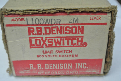 R.B. DENISON L100WDR-2M LIMIT SWITCH 600V MAX NEW SURPLUS  GOULD / TELEMECANIQUE