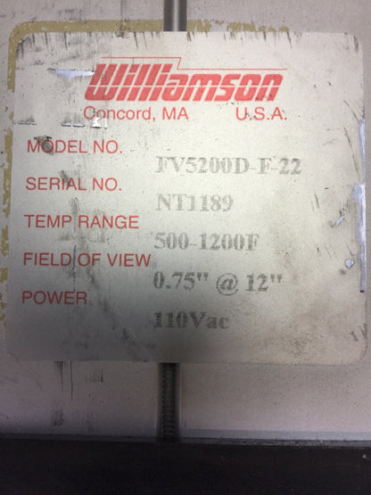 WILLIAMSON FV5200D-F-22 TEMPERATURE CONTROL MODULE 500-1200F 0.75"@12" 110VAC