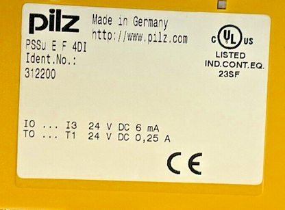 PILZ PSSU E F 4DI SAFTEY CONTROL INPUT MODULE