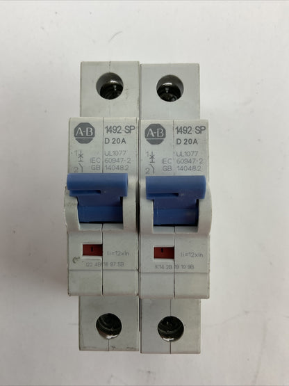 ALLEN BRADLEY 1492-SPM1D200 PROTECTOR 277VAC 48VDC SER D 20A (LOT OF 2)