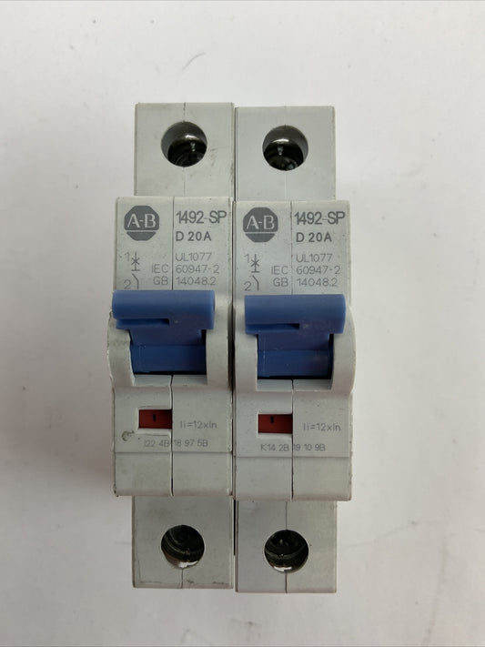 ALLEN BRADLEY 1492-SPM1D200 PROTECTOR 277VAC 48VDC SER D 20A (LOT OF 2)