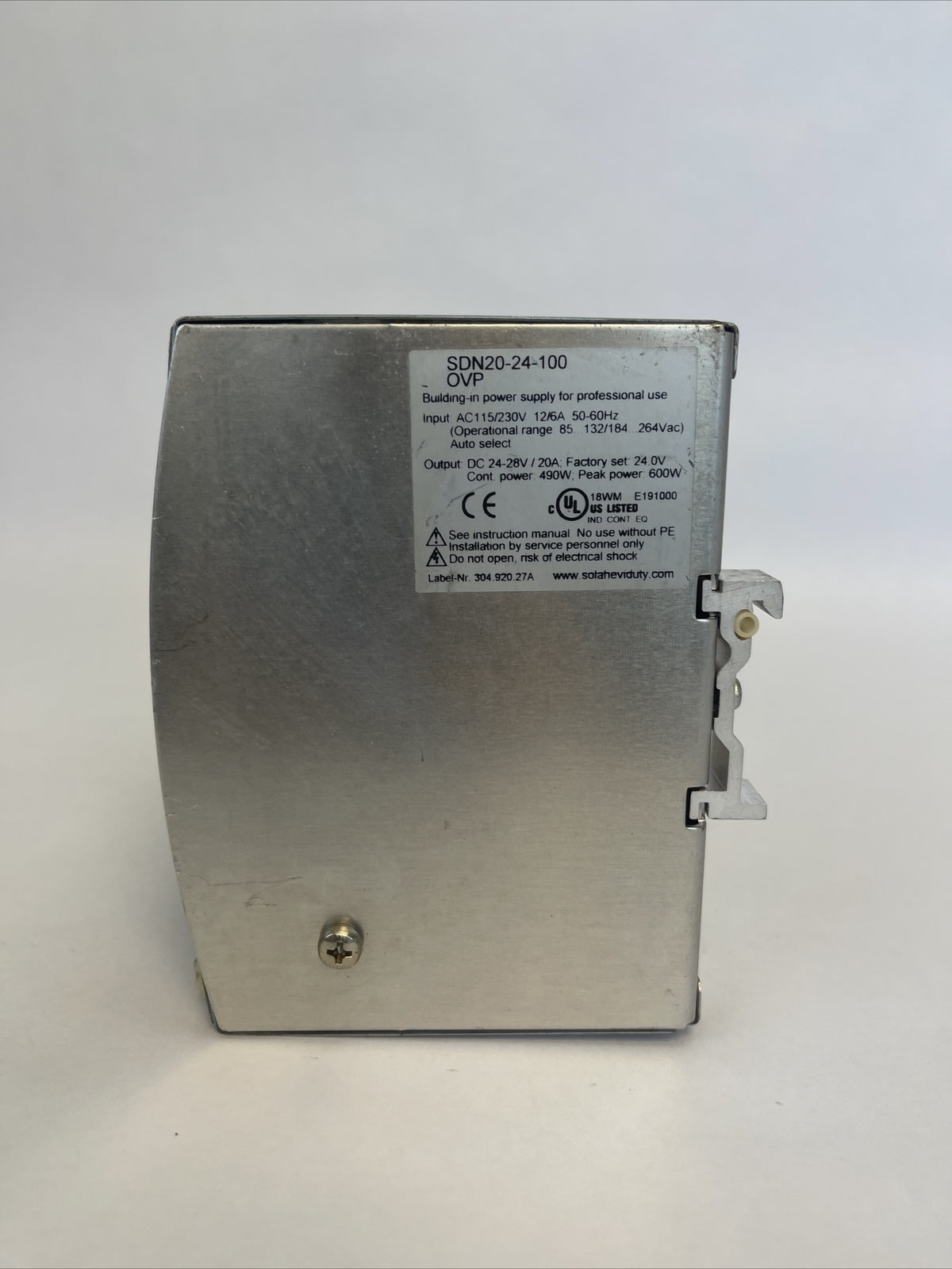 SOLA 20-24-100 OVP POWER SUPPLY OUTPUT 24-28VDC 20A INPUT 115/230VAC12/6A