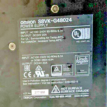 OMRON S8VK-G48024 POWER SUPPLY 240V 50/60HZ 6.1A