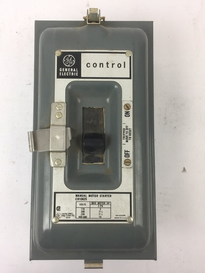 GE CR1062 S7G MANUAL STARTER 2 POLE TOGGLE OPER 1 OVERLOAD NEMA SIZE 1